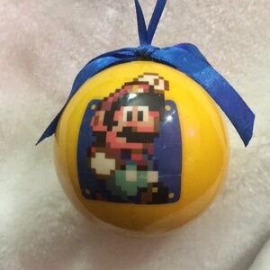 Yellow Gaming Christmas Ornament with Pixel Art Design